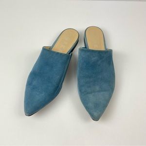 Aska Suede Lee Pointed Toe Mules in Blue size 37